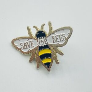 Save the Bees Enamel Pin – Gold Bee Awareness Accessory
